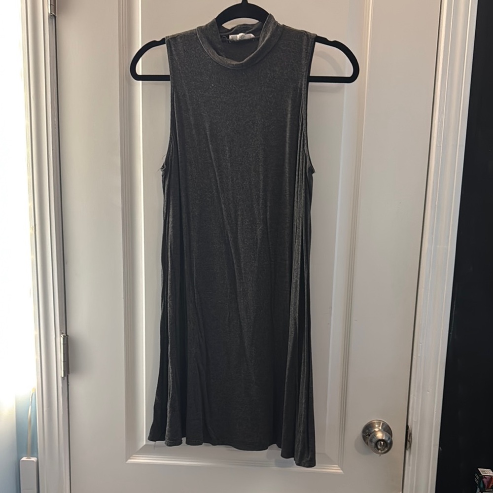 Socialite Charcoal Sleeveless Turtleneck Dress